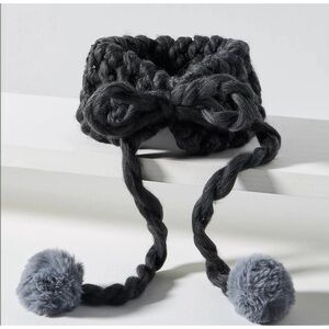Chunky Knit Embellished Ear Warmer from Anthropologie - NWT - Dark Gray